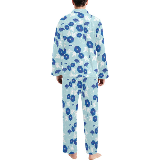Morning Glory Pattern Print Design MG07 Men's Long Pajama Set