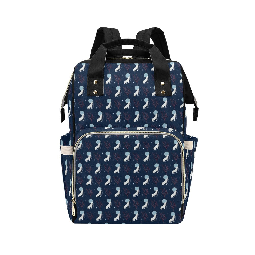 Wolf Moon Print Design LKS304 Diaper Bag Backpack