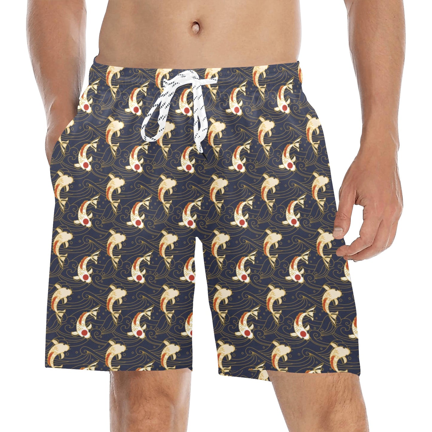 Koi Carp Japanese Design Themed Print Men's Swim Trunks Beach Shorts