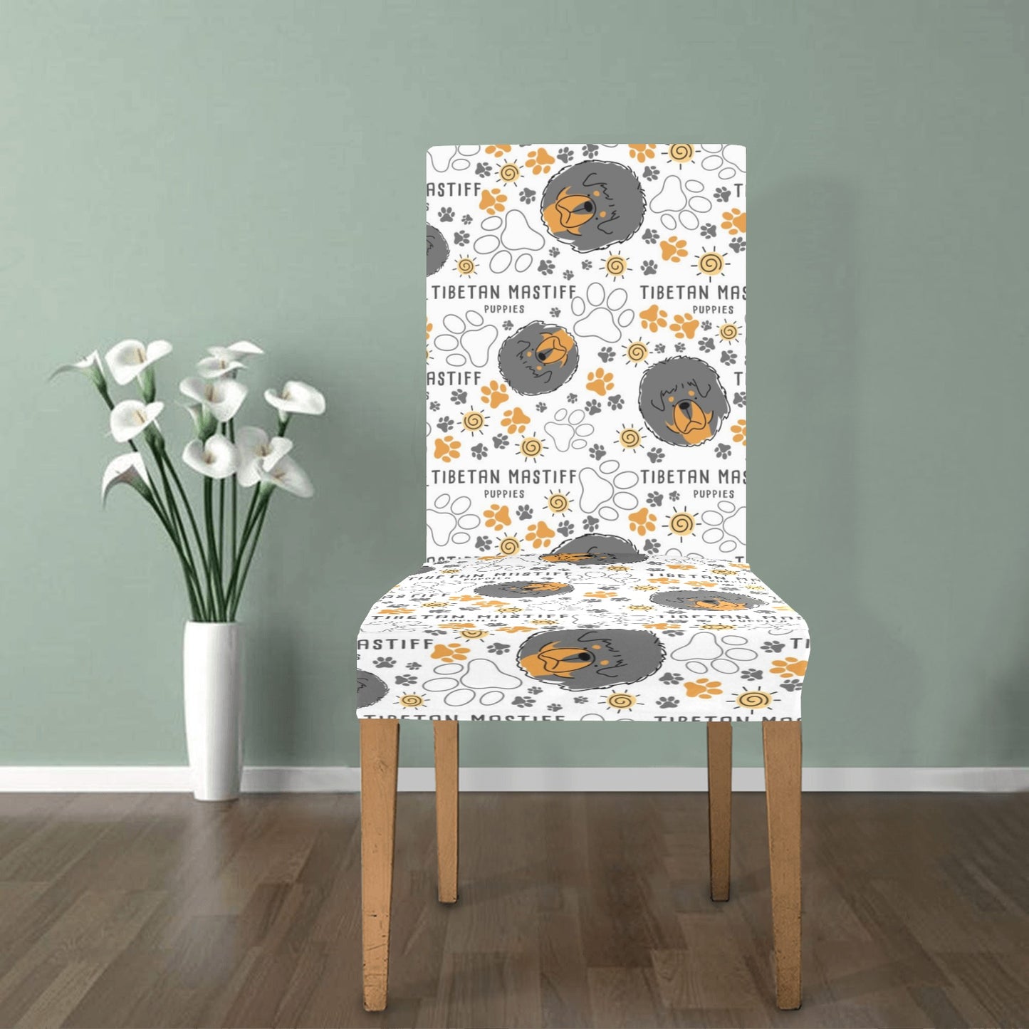 Tibetan Mastiffs Print Design LKS302 Dining Chair Slipcover