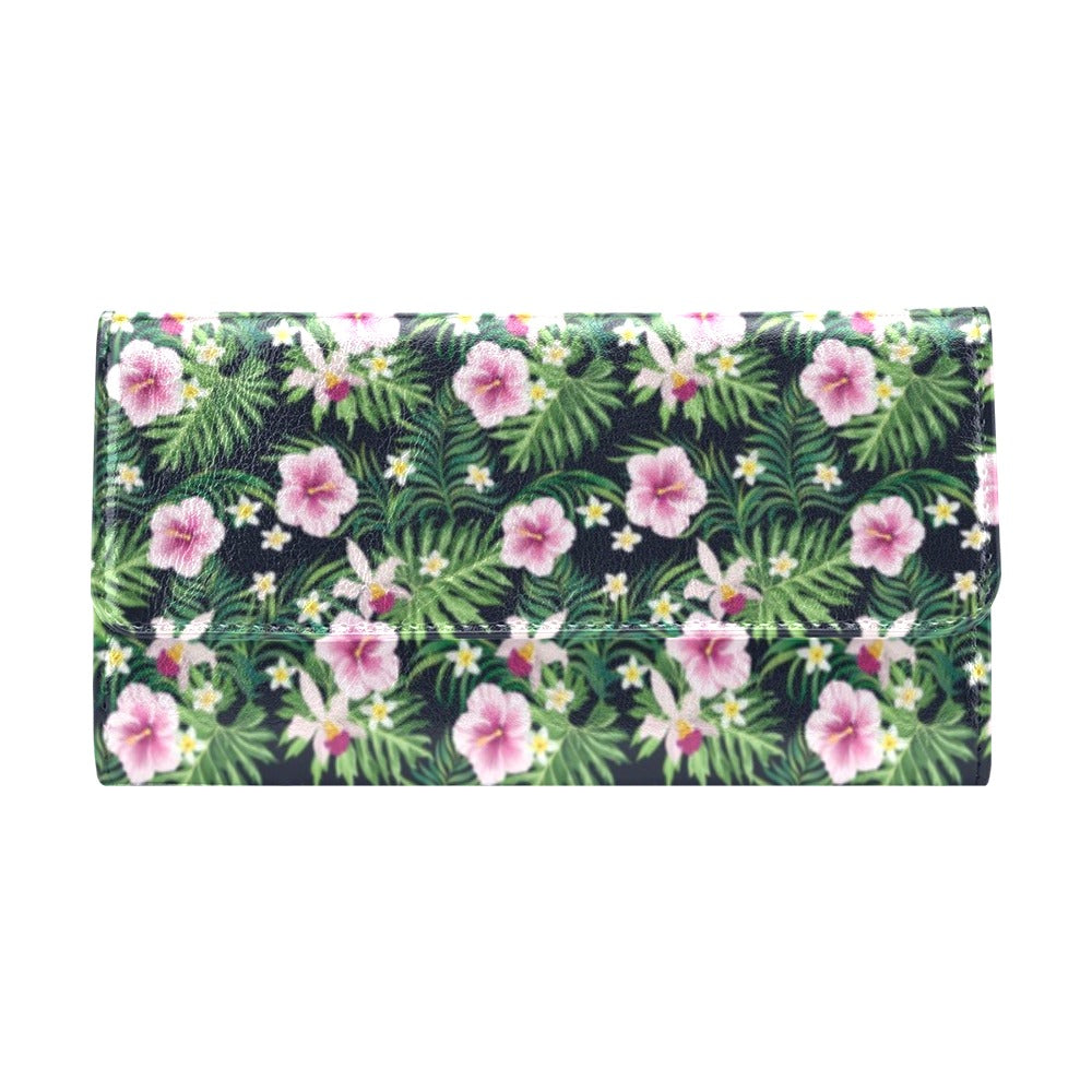 Hibiscus Tropical Print Design LKS309 Women's Trifold Wallet