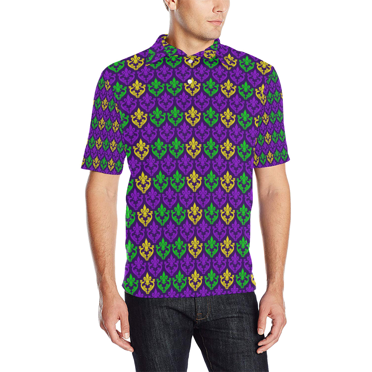 Mardi Gras Pattern Print Design 02 Men Polo Shirt