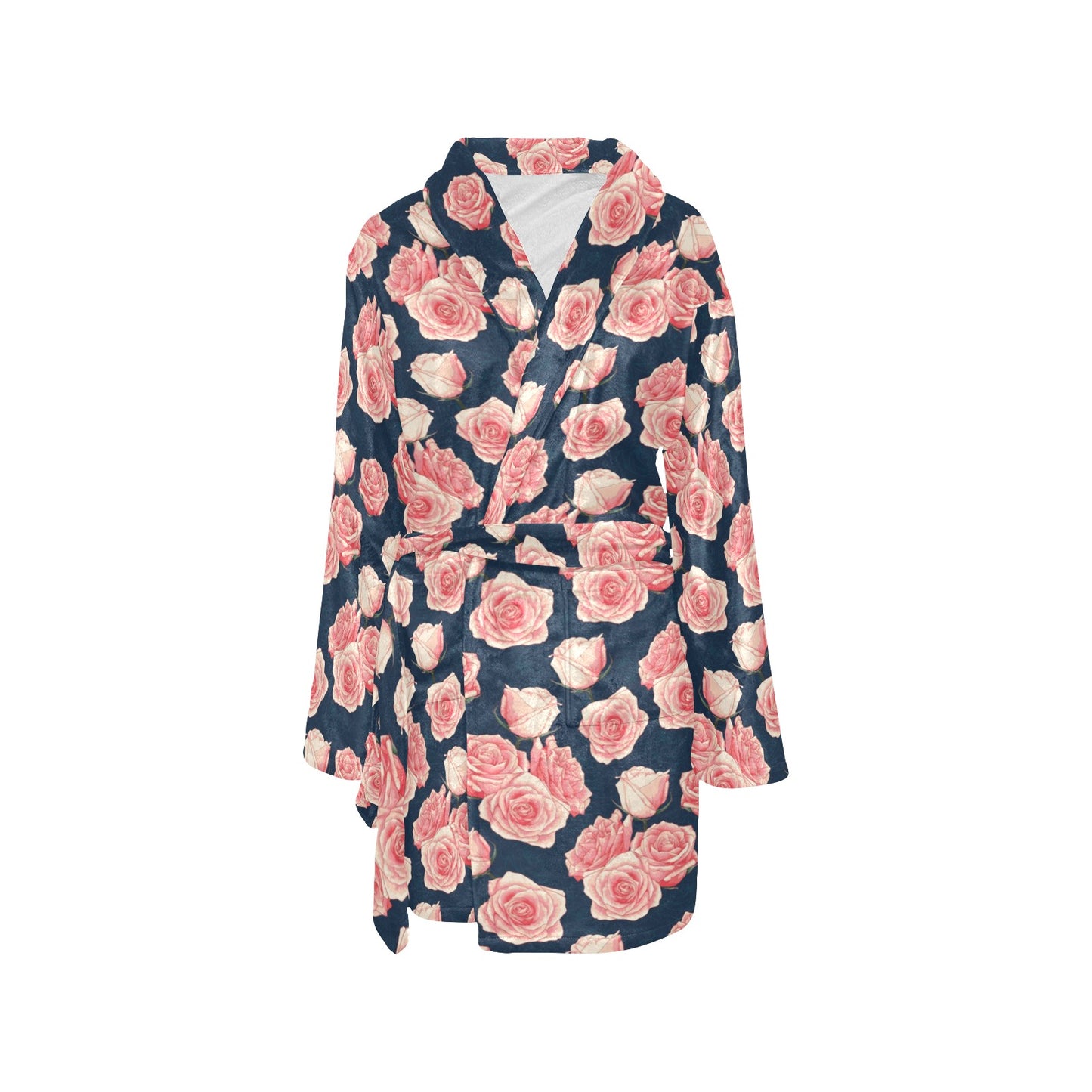Rose Pattern Print Design A03 Women's Fleece Robe