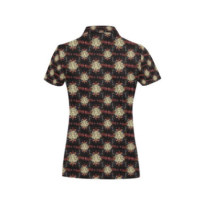 Zodiac Leo Pattern Design Print Women's Polo Shirt