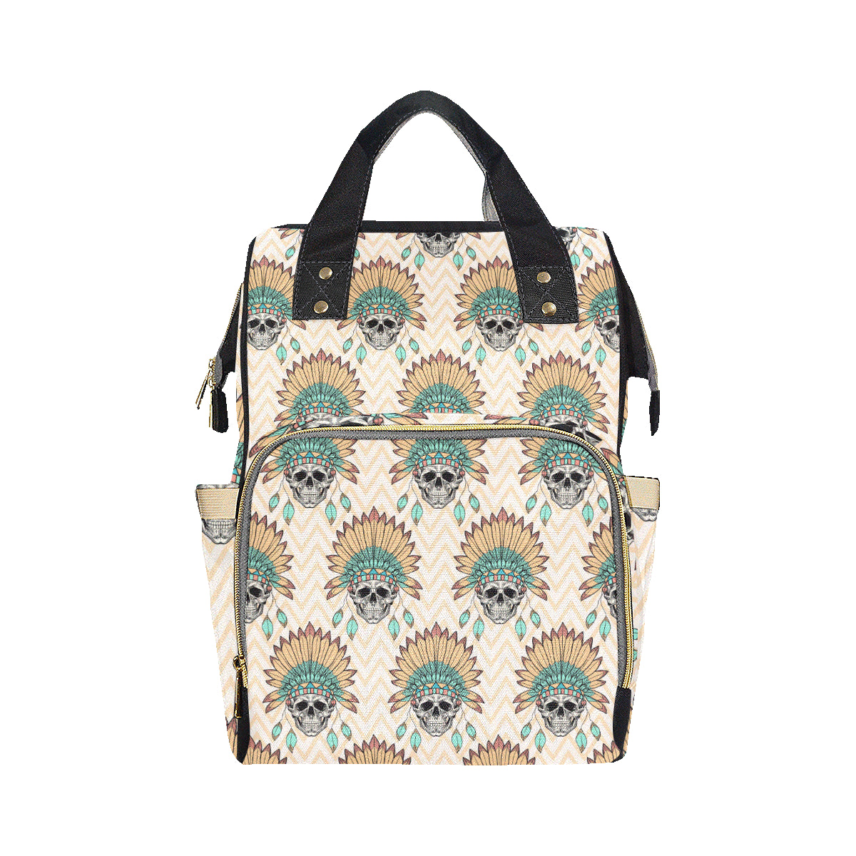 Indian Skull Pattern Diaper Bag Backpack