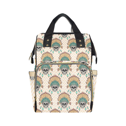Indian Skull Pattern Diaper Bag Backpack