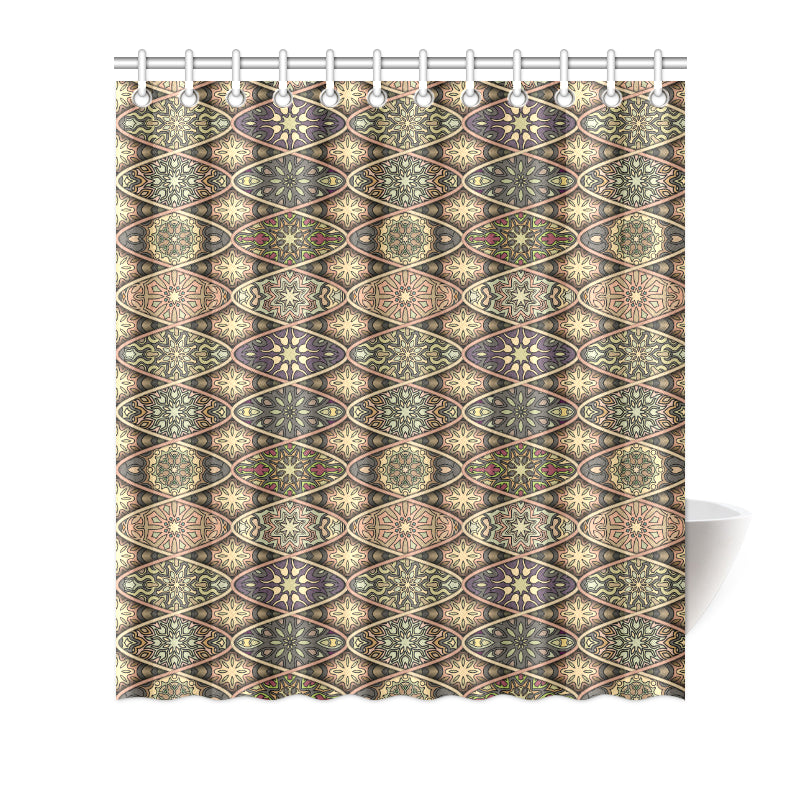 Mandala Motif Themed Design Print Shower Curtain