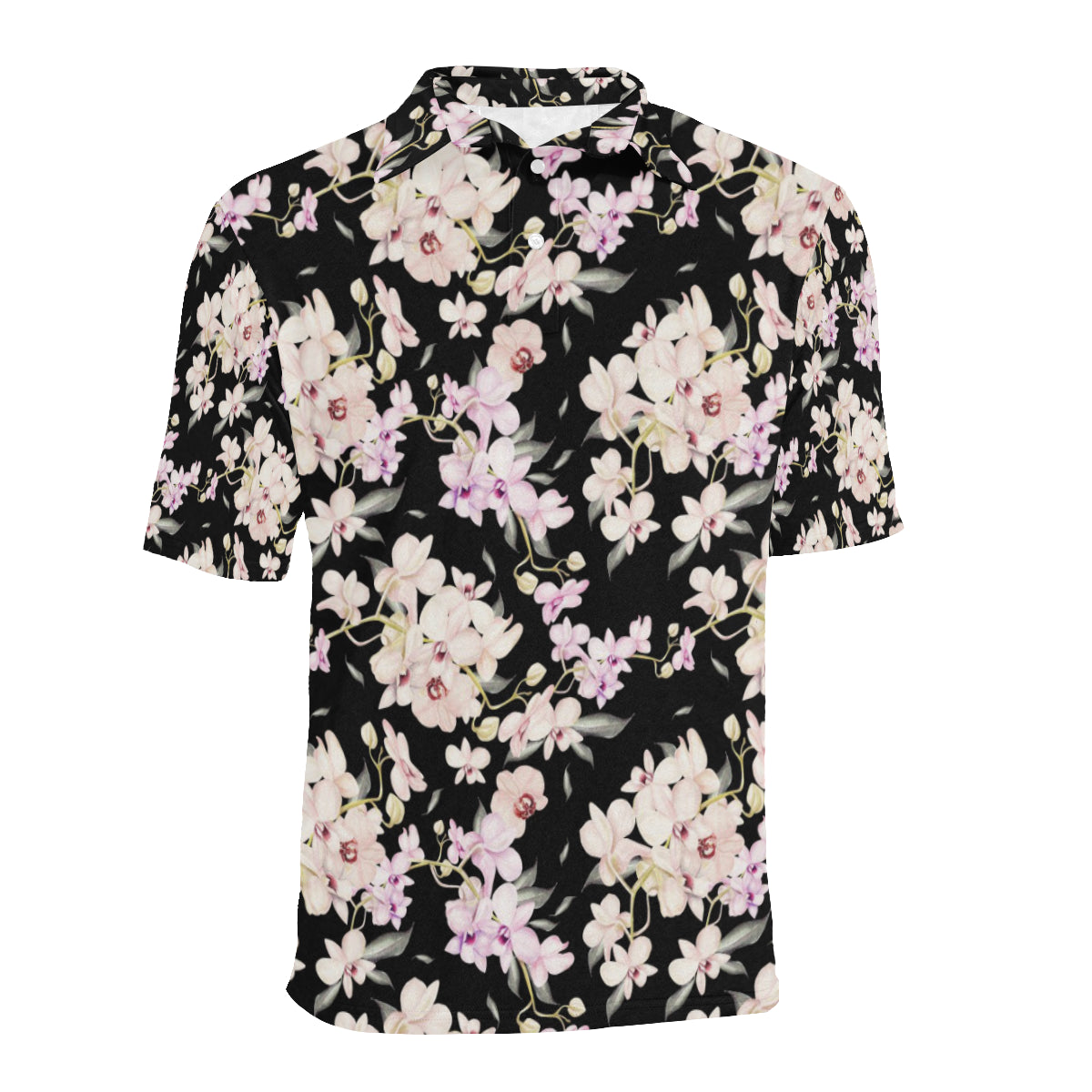 Orchid White Pattern Print Design OR03 Men Polo Shirt