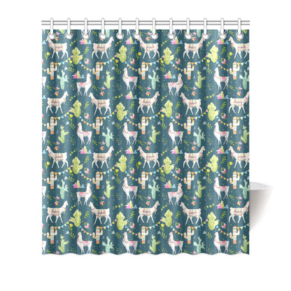 Llama with Cactus Design Print Shower Curtain