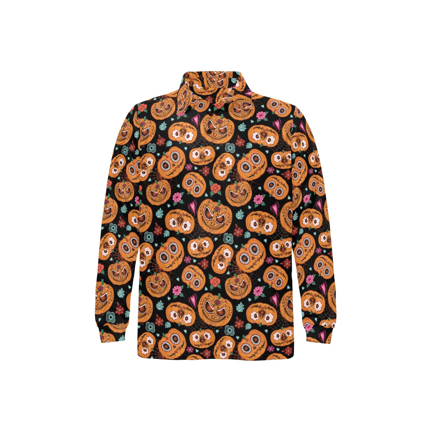 Halloween Print Design LKS402 Long Sleeve Polo Shirt For Men's