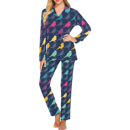 Birds Pattern Print Design 01 Women's Long Pajama Set