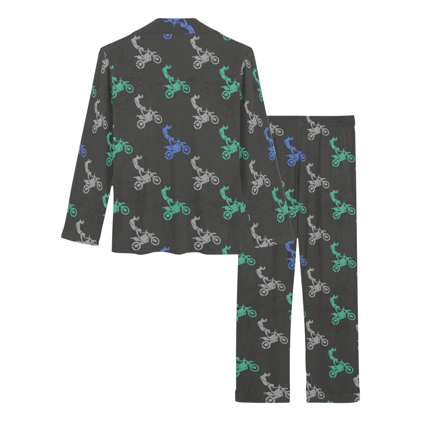 Motocross Pattern Print Design 02 Women's Long Pajama Set