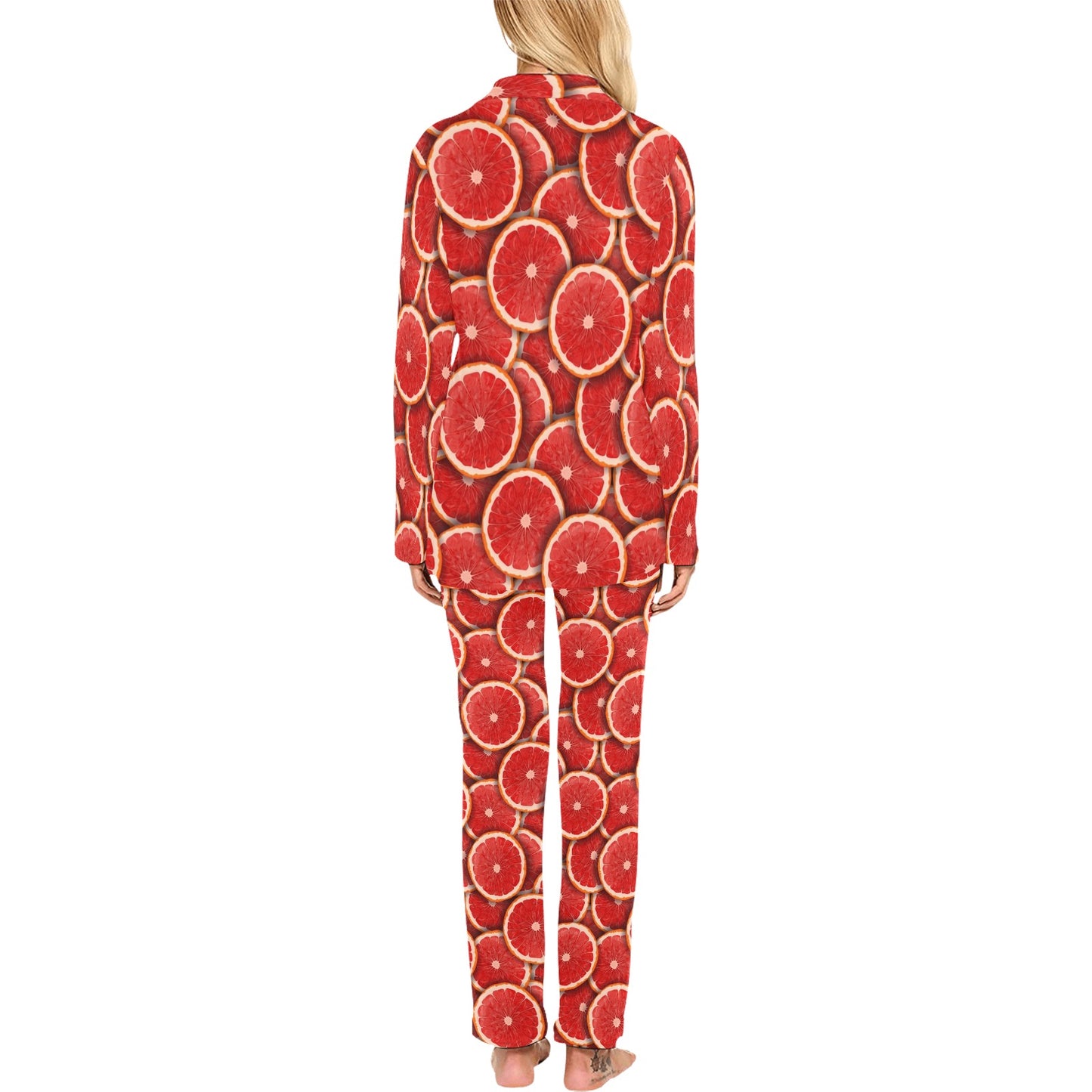 Grapefruit Pattern Print Design GF05 Women's Long Pajama Set