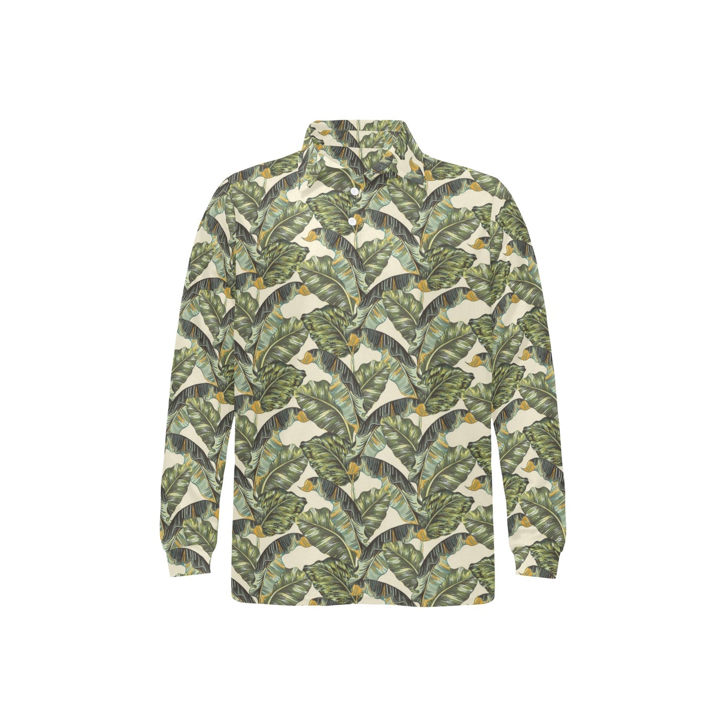 Banana Leaf Pattern Print Design 04 Long Sleeve Polo Shirt For Men's