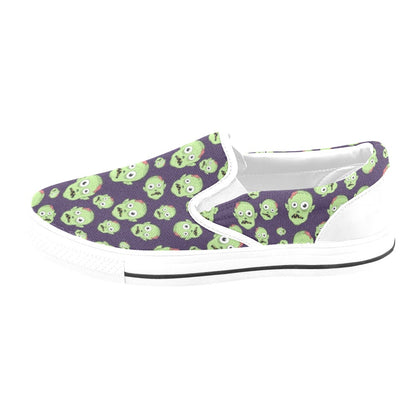 Zombie Print Design LKS303 White Slip Ons Canvas Women's Shoes