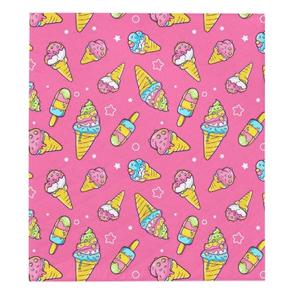 Ice Cream Pattern Print Design IC04 Premium Quilt