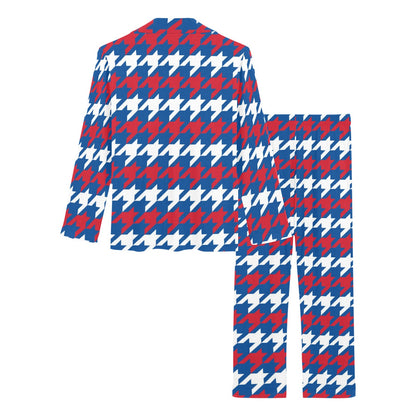 Patriotic Houndstooth Pattern Print Design A02 Women's Long Pajama Set