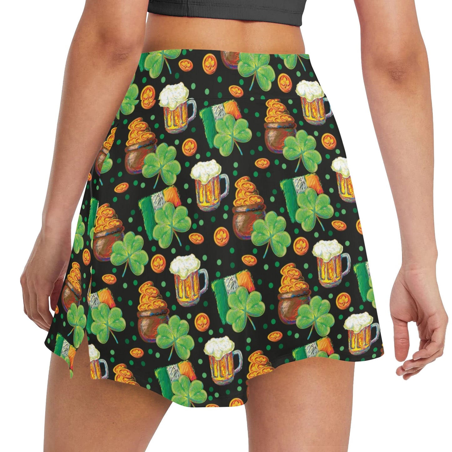St Patricks Day Print Design LKS303 17" Golf & Pickleball Skort with Pockets