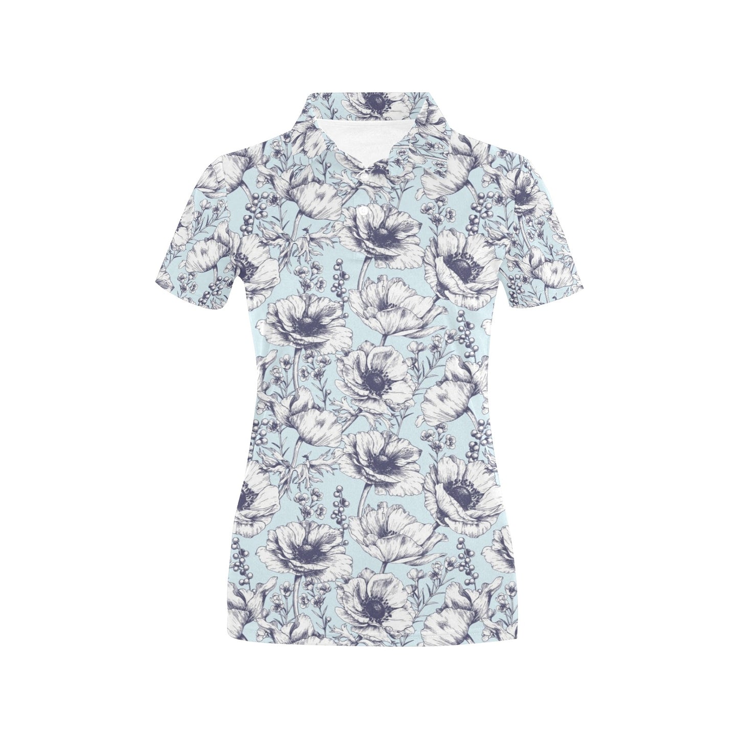 Anemone Pattern Print Design 02 Women's Polo Shirt