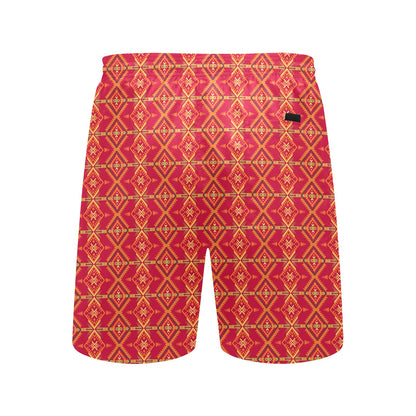 Southwest Aztec Design Themed Print Men's Swim Trunks Beach Shorts