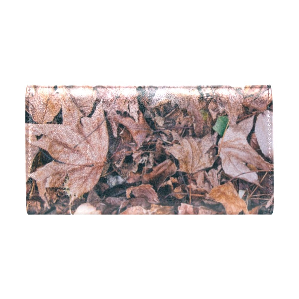 Camouflage Realistic Tree Leaf Print Women's Trifold Wallet