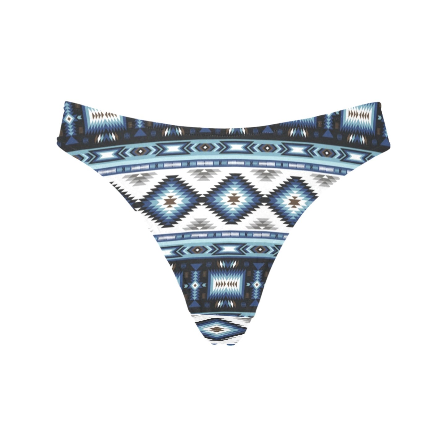 Navajo Dark Blue Print Pattern Women's Thongs