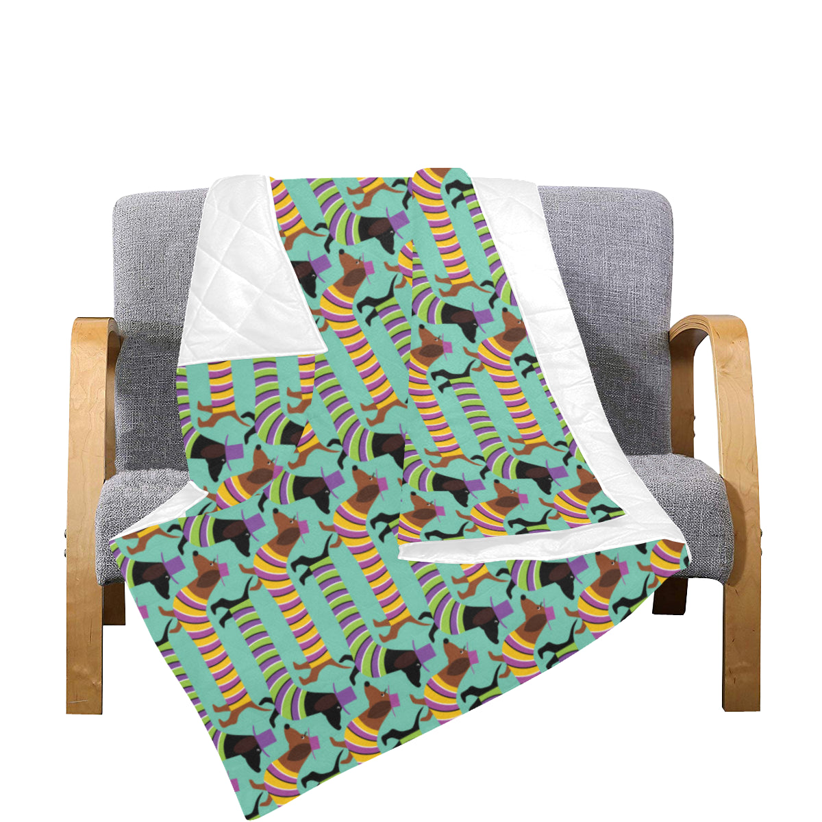 Dachshund Pattern Print Design 05 Premium Quilt