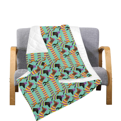 Dachshund Pattern Print Design 05 Premium Quilt