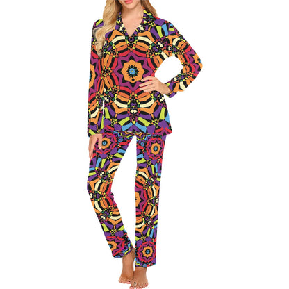 Kaleidoscope Pattern Print Design 01 Women's Long Pajama Set