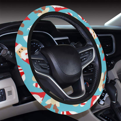 Santa Christmas Themed Print Design LKS306 Steering Wheel Cover with Elastic Edge