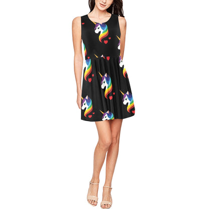 Rainbow Unicorn Pattern Print Design A03 Sleeveless Dress