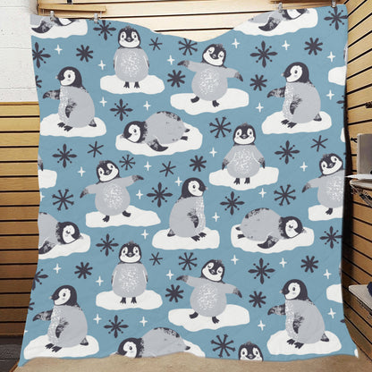 Penguin Pattern Print Design A05 Premium Quilt