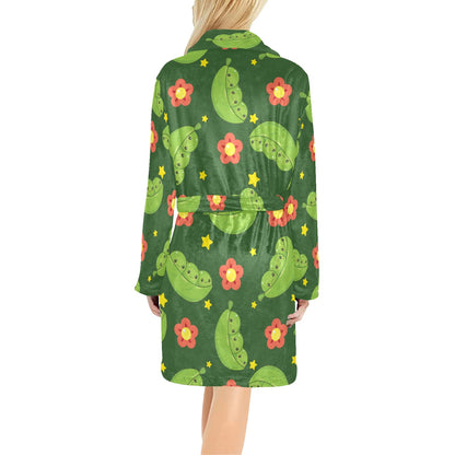 Peas Pattern Print Design A01 Women's Fleece Robe