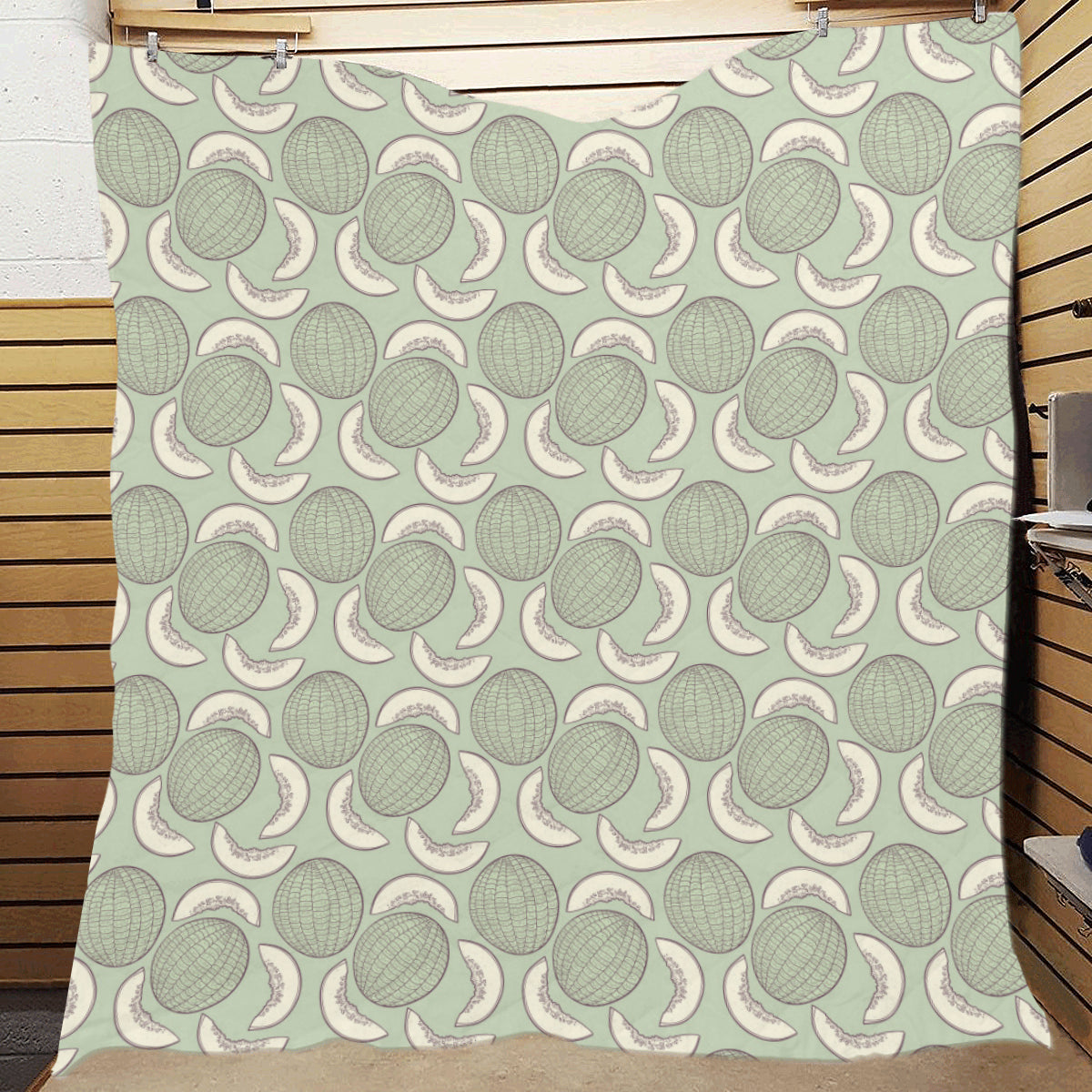 Cantaloupe Pattern Print Design 01 Premium Quilt