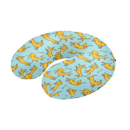 Dachshund Pattern Print Design 08 U-Shaped Travel Neck Pillow