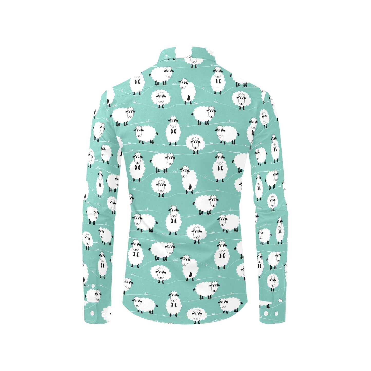 Sheep Print Design LKS404 Men's Long Sleeve Dress Shirt