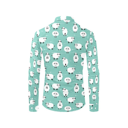 Sheep Print Design LKS404 Men's Long Sleeve Dress Shirt
