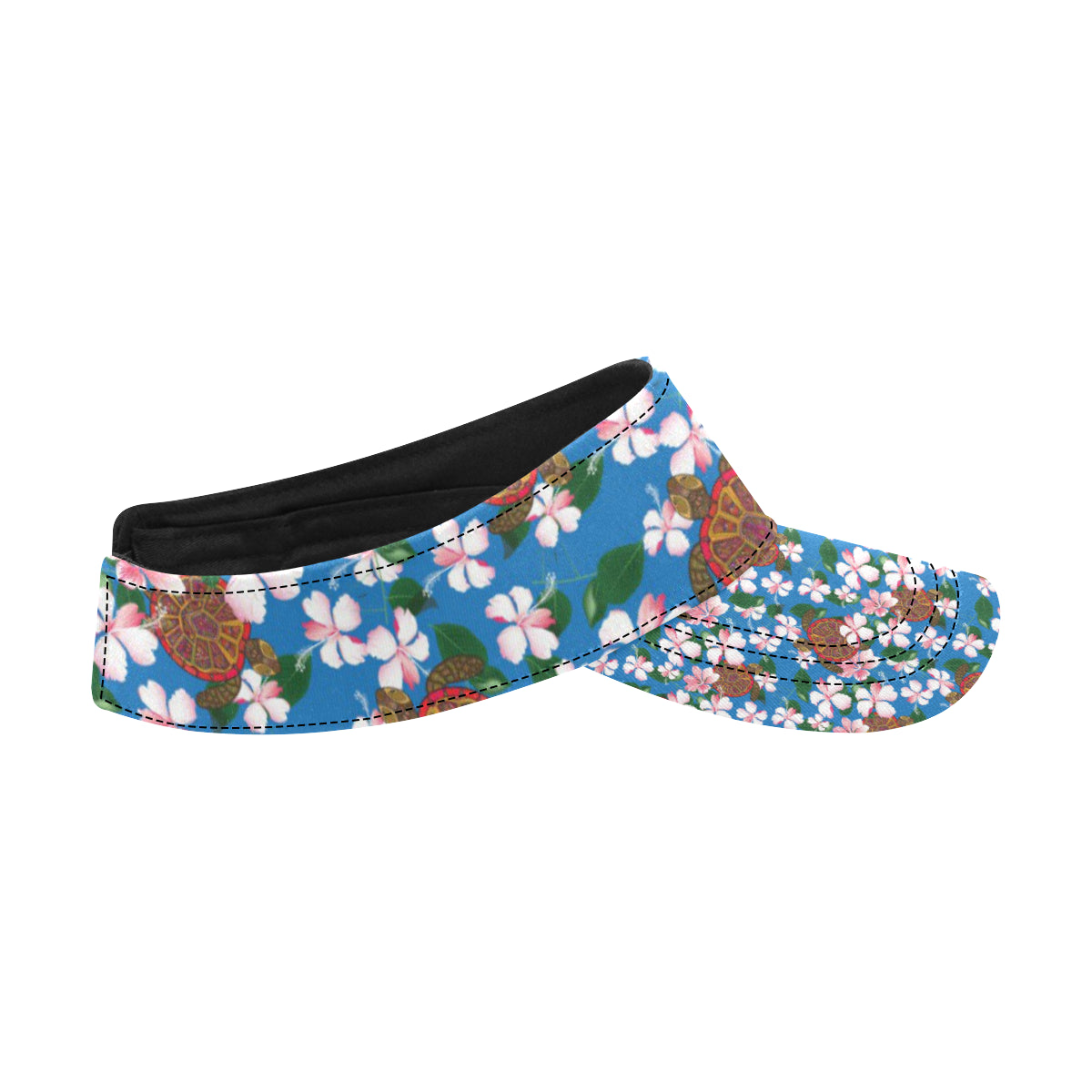Sea Turtle Pink Hibiscus Hawaiian Print Unisex Sun Visor