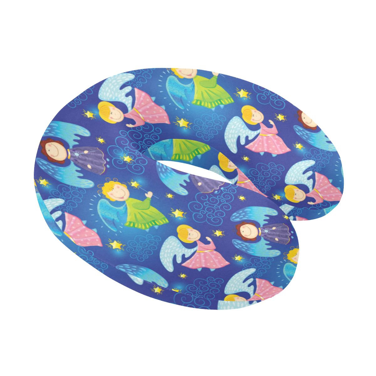 Angel Little Pattern Print Design 02 U-Shaped Travel Neck Pillow