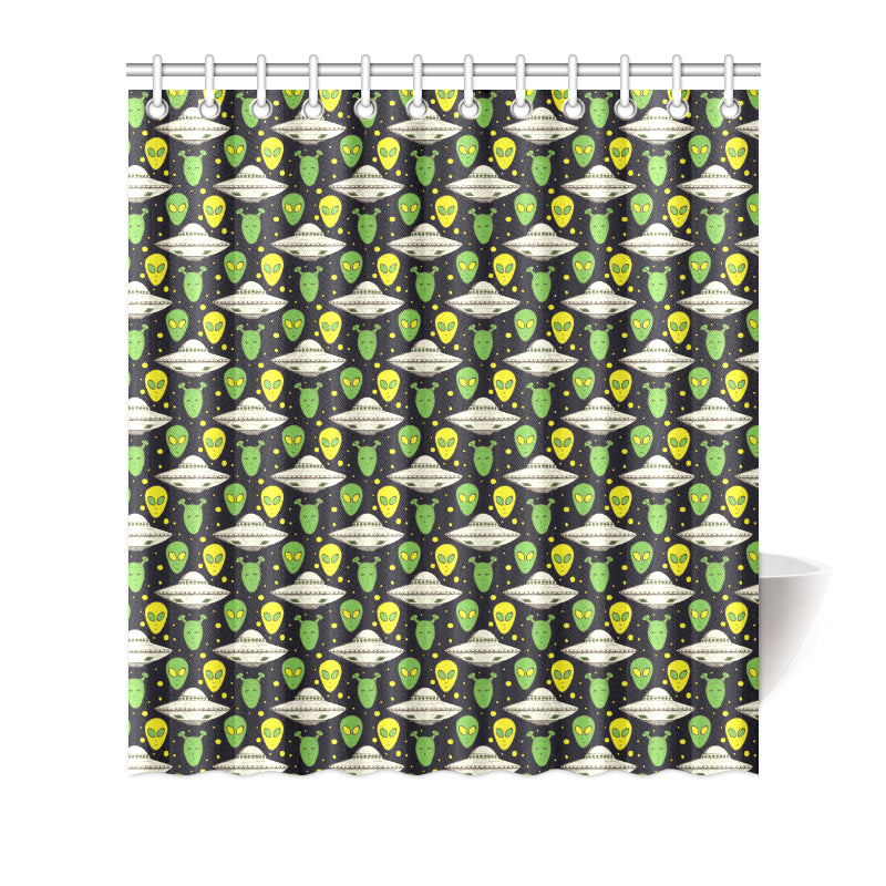 Alien UFO Pattern Shower Curtain