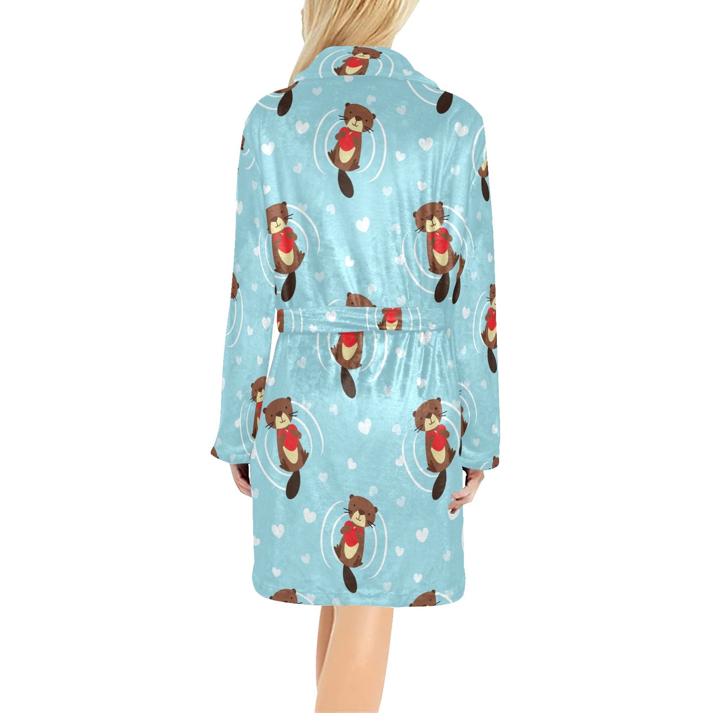 Sea Otter Cute Pattern Print Design 04 Women's Fleece Robe