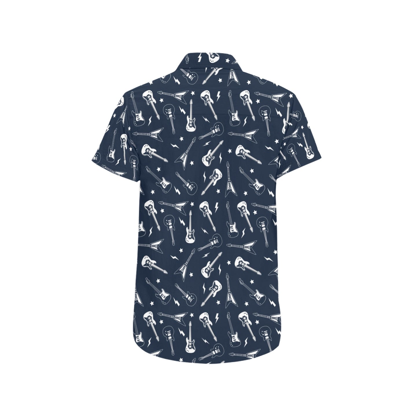 Electric Guitar Print Design LKS402 Men Short Sleeve Button Up Shirt