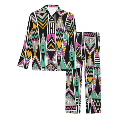 Tribal Aztec Triangle Men's Long Pajama Set