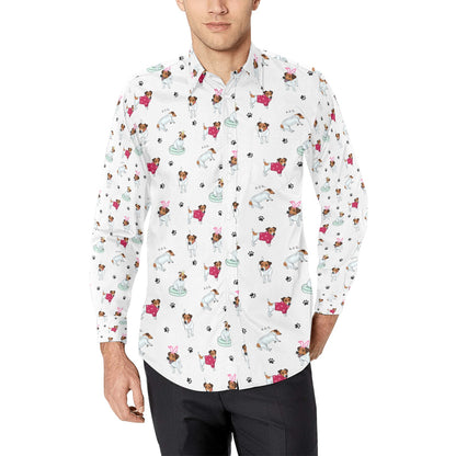 Russell Terriers Print Design LKS308 Men's Long Sleeve Dress Shirt