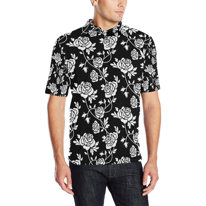 Rose Pattern Print Design RO013 Men Polo Shirt