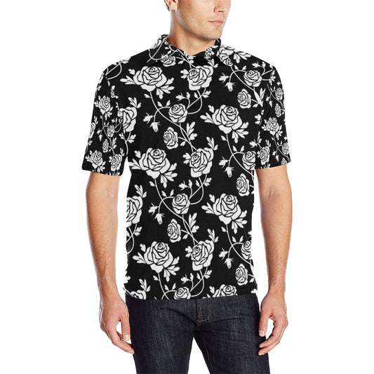 Rose Pattern Print Design RO013 Men Polo Shirt