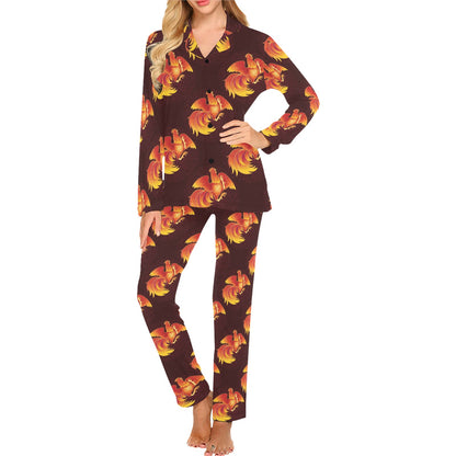 Rooster Pattern Print Design A04 Women's Long Pajama Set