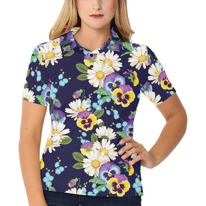 Pansy Pattern Print Design PS03 Women's Polo Shirt