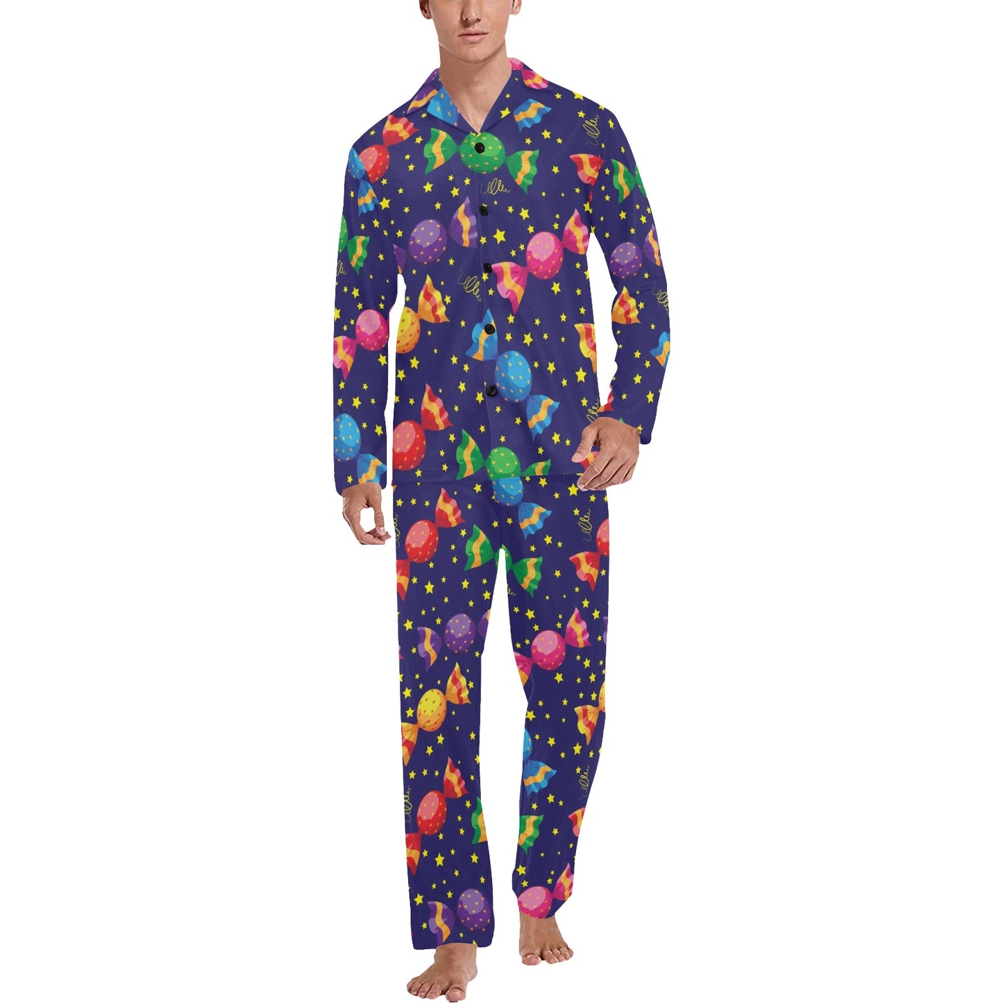 Candy Pattern Print Design CA06 Men's Long Pajama Set