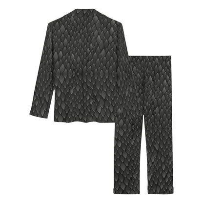 Snake Skin Black Print Women's Long Pajama Set